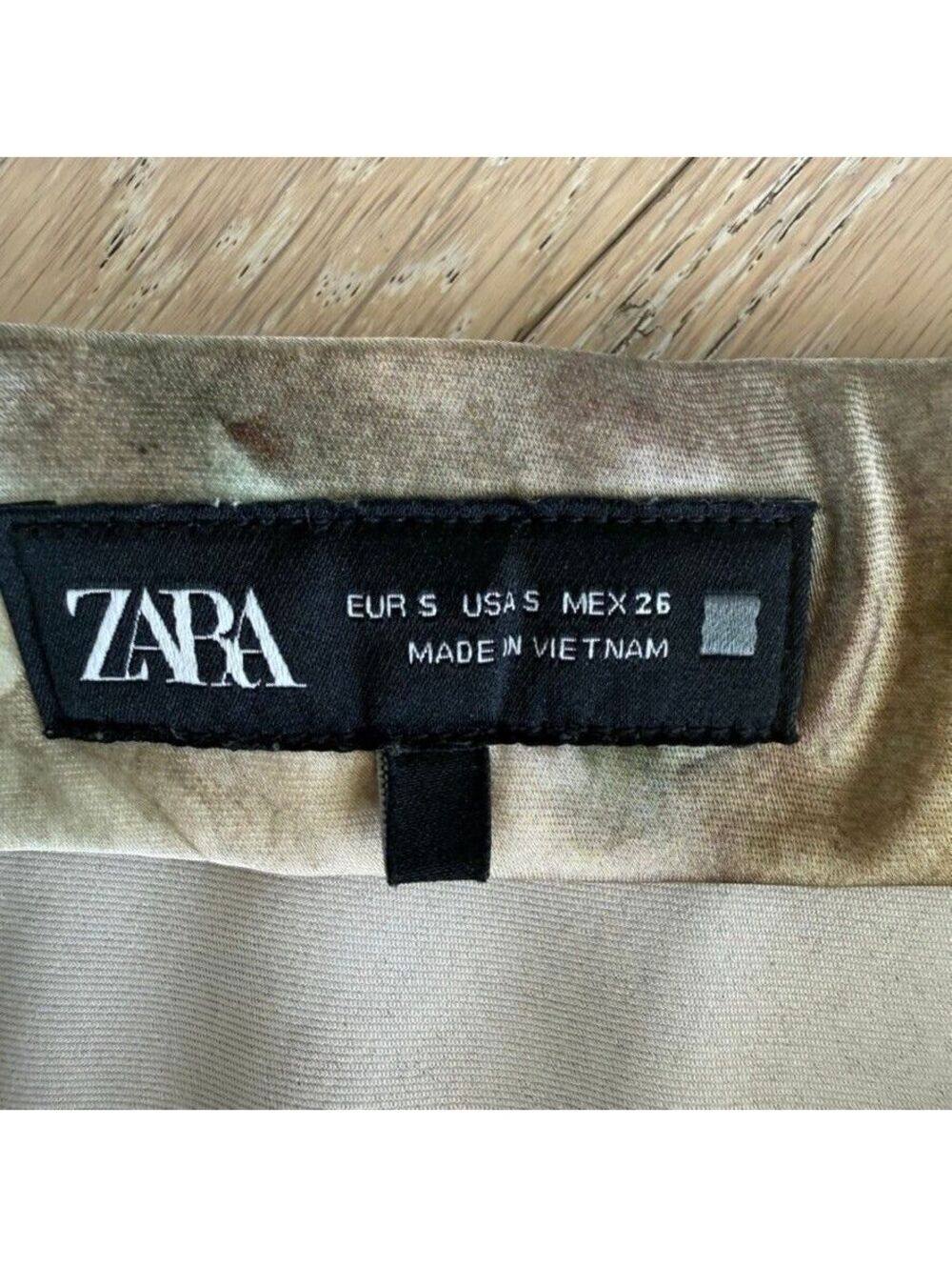 Zara Abstract Watercolor Oil Print Neutral Midi Skirt Fall Size S - Picture 4 of 6